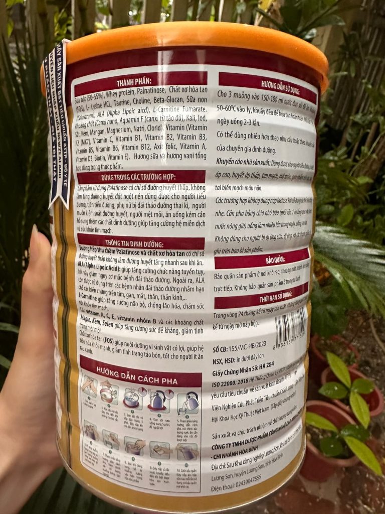 thành phần sữa diabets care cung cấp vitaminh và khoáng chất cho người tiểu đường