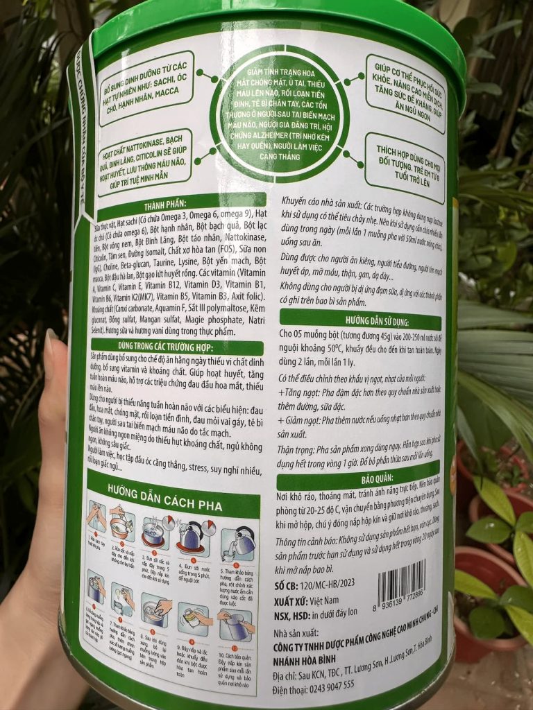 thành phần Obisure hoạt huyết dưỡng não ăn ngon ngủ ngon lon 900g